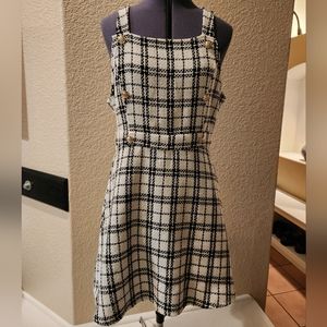 Black and White Checkered Midi Dress